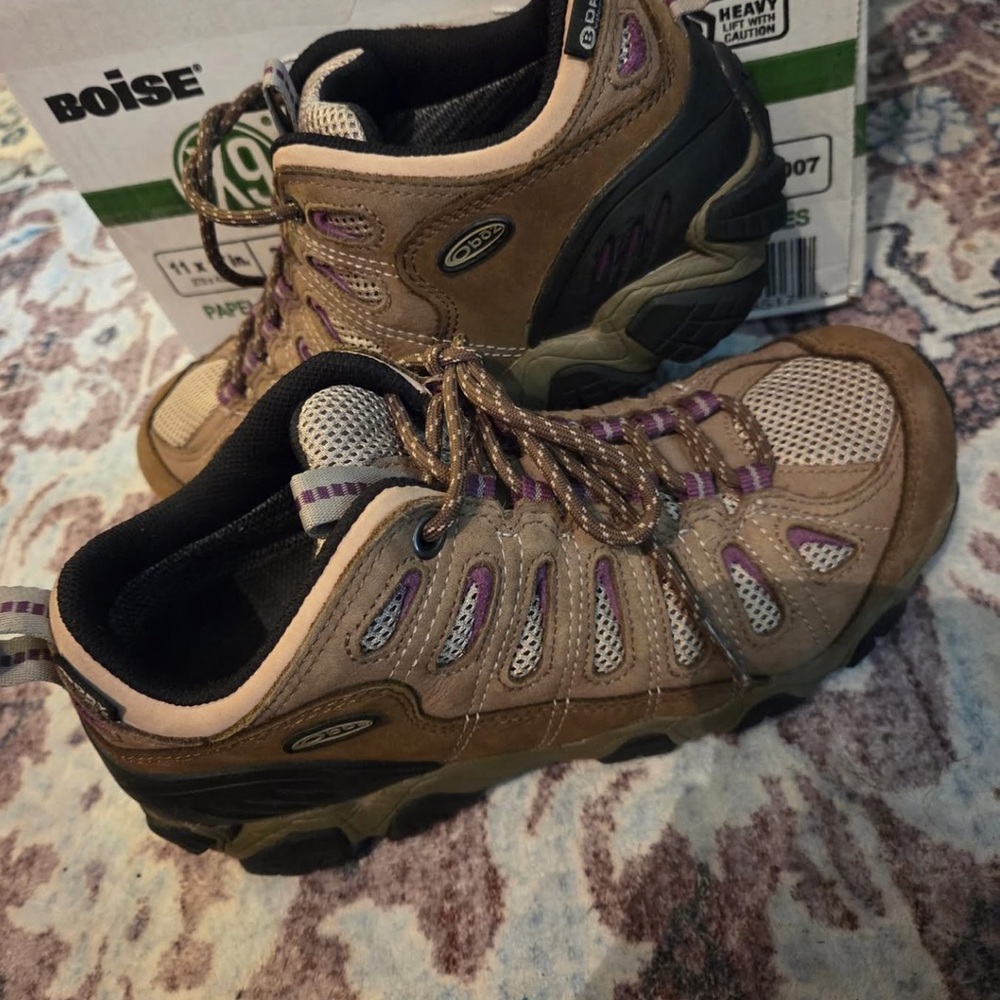 Brown and Purple Lace Up Boots with Rugged Soles